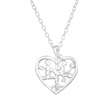Laser Cut Heart - 925 Sterling Silver Silver Necklaces SD44688