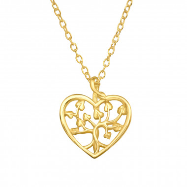 Laser Cut Heart - 925 Sterling Silver Silver Necklaces SD44689