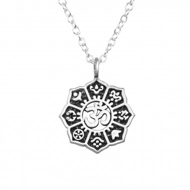 Om Symbol - 925 Sterling Silver Silver Necklaces SD44876