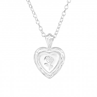 Heart Rose - 925 Sterling Silver Silver Necklaces SD45061
