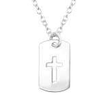 Laser Cut Cross - 925 Sterling Silver Silver Necklaces SD45602
