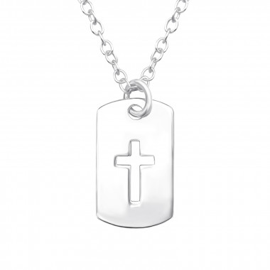 Laser Cut Cross - 925 Sterling Silver Silver Necklaces SD45602