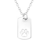 Laser Cut Paw Print - 925 Sterling Silver Silver Necklaces SD45603