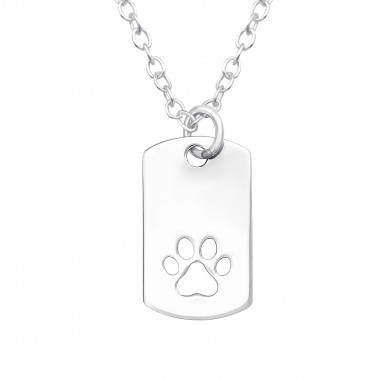 Laser Cut Paw Print - 925 Sterling Silver Silver Necklaces SD45603