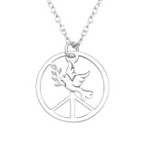 Laser Cut Birds - 925 Sterling Silver Silver Necklaces SD45604