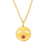 Kissing Face Emoji - 925 Sterling Silver Silver Necklaces SD46276