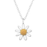 Daisy Flower - 925 Sterling Silver Silver Necklaces SD46484