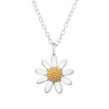 Daisy Flower - 925 Sterling Silver Silver Necklaces SD46484