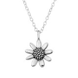 Daisy Flower - 925 Sterling Silver Silver Necklaces SD46485
