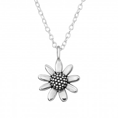 Daisy Flower - 925 Sterling Silver Silver Necklaces SD46485