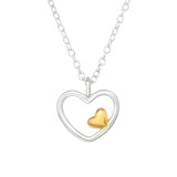 Double Heart - 925 Sterling Silver Silver Necklaces SD46492