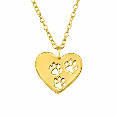 Heart Paw Print - 925 Sterling Silver Silver Necklaces SD46637