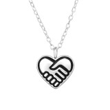 Handshake Heart - 925 Sterling Silver Silver Necklaces SD46987