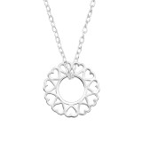 Circle Of Hearts - 925 Sterling Silver Silver Necklaces SD46989
