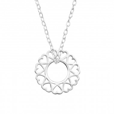 Circle Of Hearts - 925 Sterling Silver Silver Necklaces SD46989