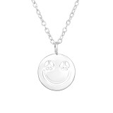 Peace Eyed Emoji - 925 Sterling Silver Silver Necklaces SD47018
