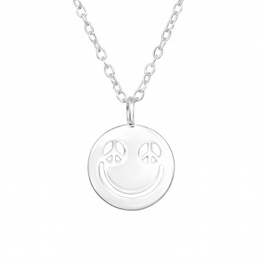 Peace Eyed Emoji - 925 Sterling Silver Silver Necklaces SD47018