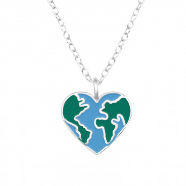 Heart Shaped Earth - 925 Sterling Silver Silver Necklaces SD47277