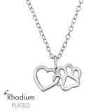 Heart And Paw - 925 Sterling Silver Silver Necklaces SD47457