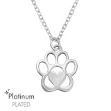 Paw Print - 925 Sterling Silver Silver Necklaces SD47459
