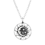 Sun, Moon & Star - 925 Sterling Silver Silver Necklaces SD47630