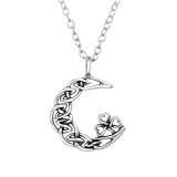 Moon And Clover - 925 Sterling Silver Silver Necklaces SD47813