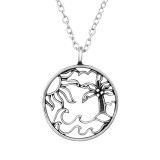 Waves, Sun & Palmtree - 925 Sterling Silver Silver Necklaces SD47814