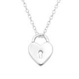 Heart Lock - 925 Sterling Silver Silver Necklaces SD48145