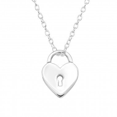 Heart Lock - 925 Sterling Silver Silver Necklaces SD48145