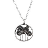 Trees In Circle - 925 Sterling Silver Silver Necklaces SD49484