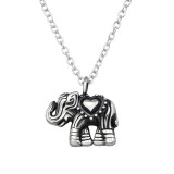 Elephant With Heart - 925 Sterling Silver Silver Necklaces SD49486