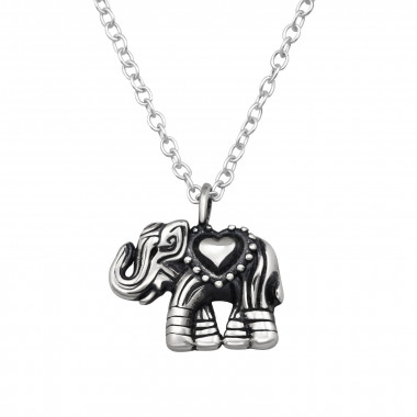 Elephant With Heart - 925 Sterling Silver Silver Necklaces SD49486