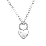 Heart Padlock - 925 Sterling Silver Silver Necklaces SD49814