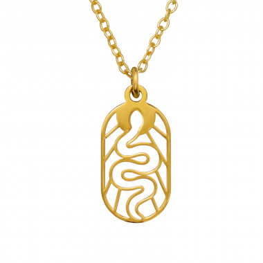 Outline Snake Gold Plated - 925 Sterling Silver Silver Necklaces SD50293