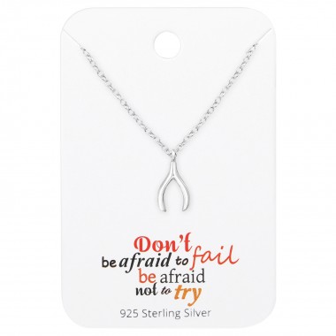 Wishbone Necklace On Cute Card - 925 Sterling Silver Necklace & Stud Sets SD35911