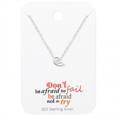 Wing Necklace On Motivational Quote Card - 925 Sterling Silver Necklace & Stud Sets SD35920