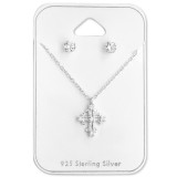 Cross - 925 Sterling Silver Necklace & Stud Sets SD28921