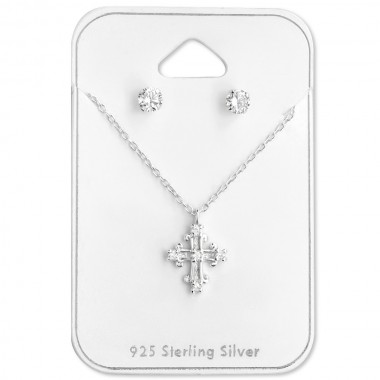 Cross - 925 Sterling Silver Necklace & Stud Sets SD28921