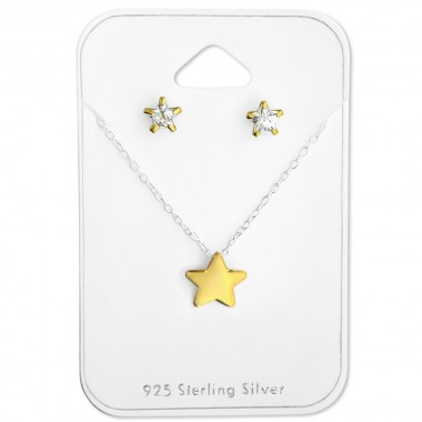 Star - 925 Sterling Silver Necklace & Stud Sets SD28932