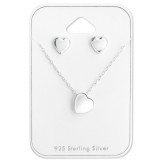 Heart - 925 Sterling Silver Necklace & Stud Sets SD28944