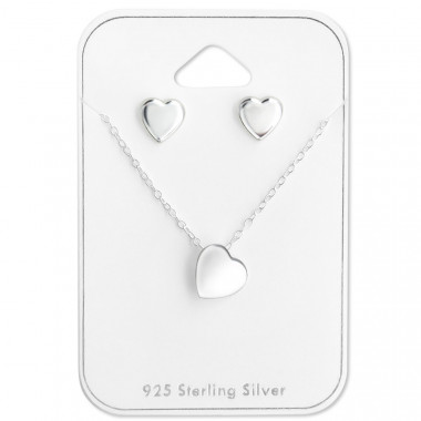 Heart - 925 Sterling Silver Necklace & Stud Sets SD28944
