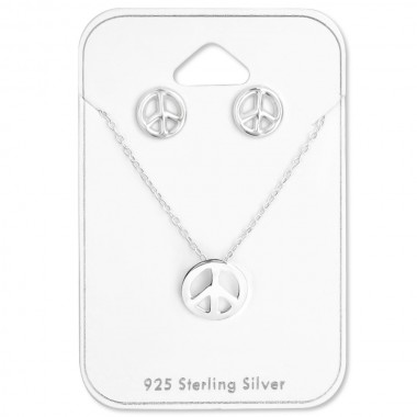 Peace - 925 Sterling Silver Necklace & Stud Sets SD28954