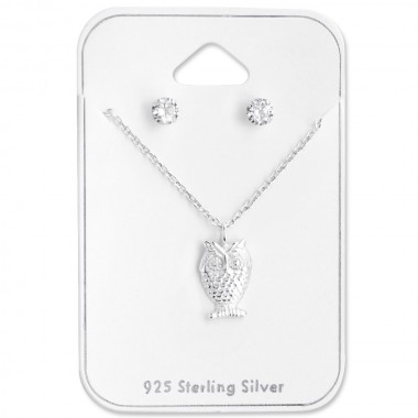 Owl - 925 Sterling Silver Necklace & Stud Sets SD28958