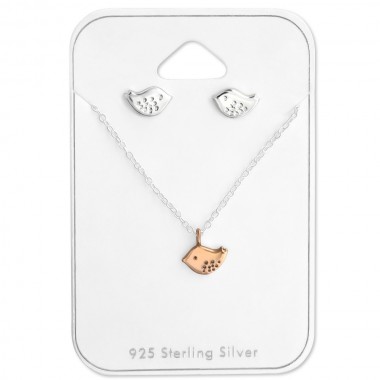Bird - 925 Sterling Silver Necklace & Stud Sets SD28961