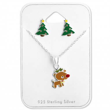 Christmas - 925 Sterling Silver Necklace & Stud Sets SD28988