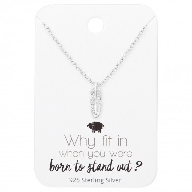 Feather Necklace On Motivational Quote Card - 925 Sterling Silver Necklace & Stud Sets SD35909