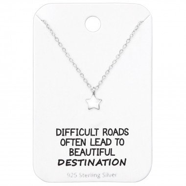 Star Necklace On Motivational Quote Card - 925 Sterling Silver Necklace & Stud Sets SD35918