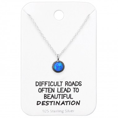 Round Necklace On Motivational Quote Card - 925 Sterling Silver Necklace & Stud Sets SD35919