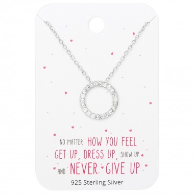 Circle Necklace On Motivational Quote Card - 925 Sterling Silver Necklace & Stud Sets SD35931