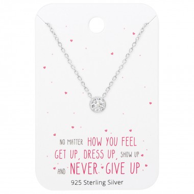 Round Necklaces On Motivational Quote Card - 925 Sterling Silver Necklace & Stud Sets SD36059
